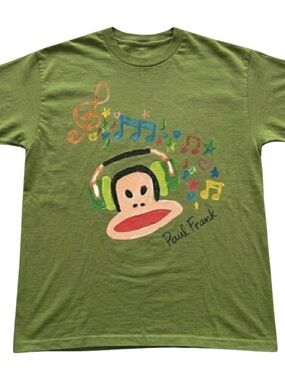 Gildan Paul Frank Green Julius Monkey Headphones Graphic Tee